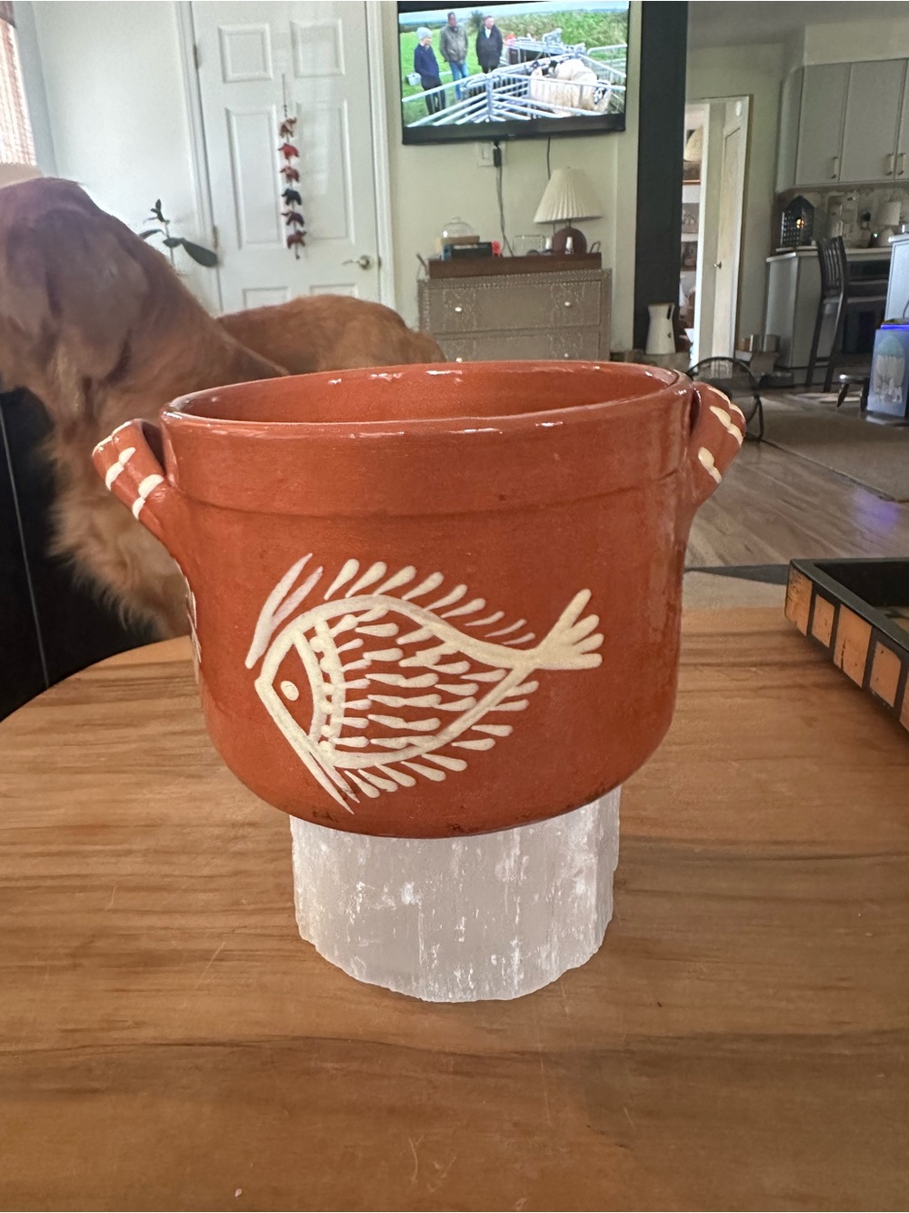 Cevalier Terracotta 4.5”H x 6”W Base with Maker's Stamp fish decor portugal used